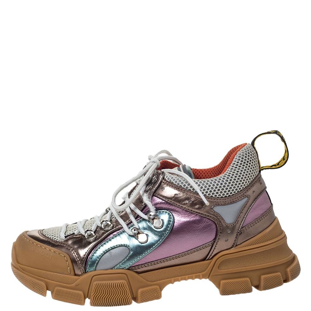 

Gucci Multicolor Leather and Mesh Flashtrek Low-Top Sneakers Size