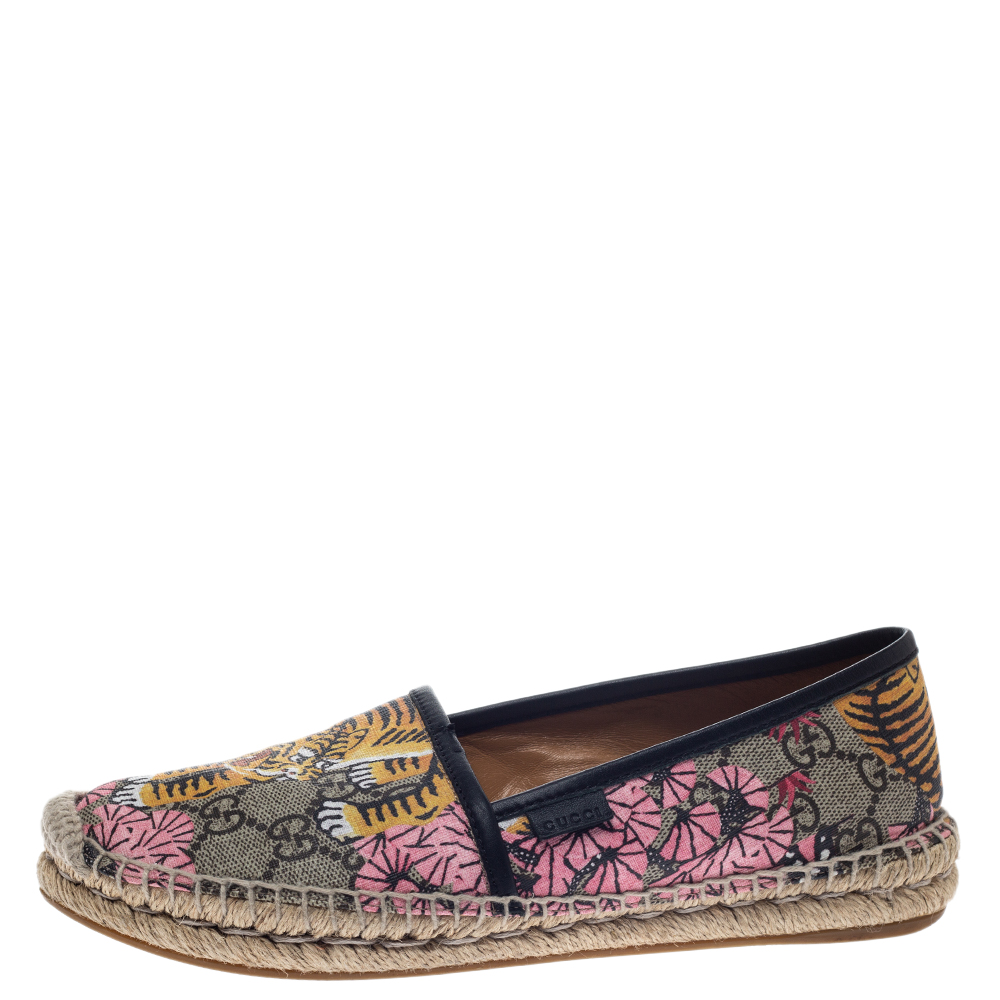 

Gucci Multicolor Bengal Tiger Print Canvas Pilar Espadrille Loafers Size