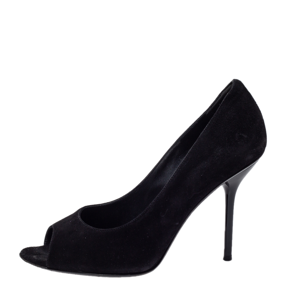 

Gucci Black Suede Peep Toe Pumps Size