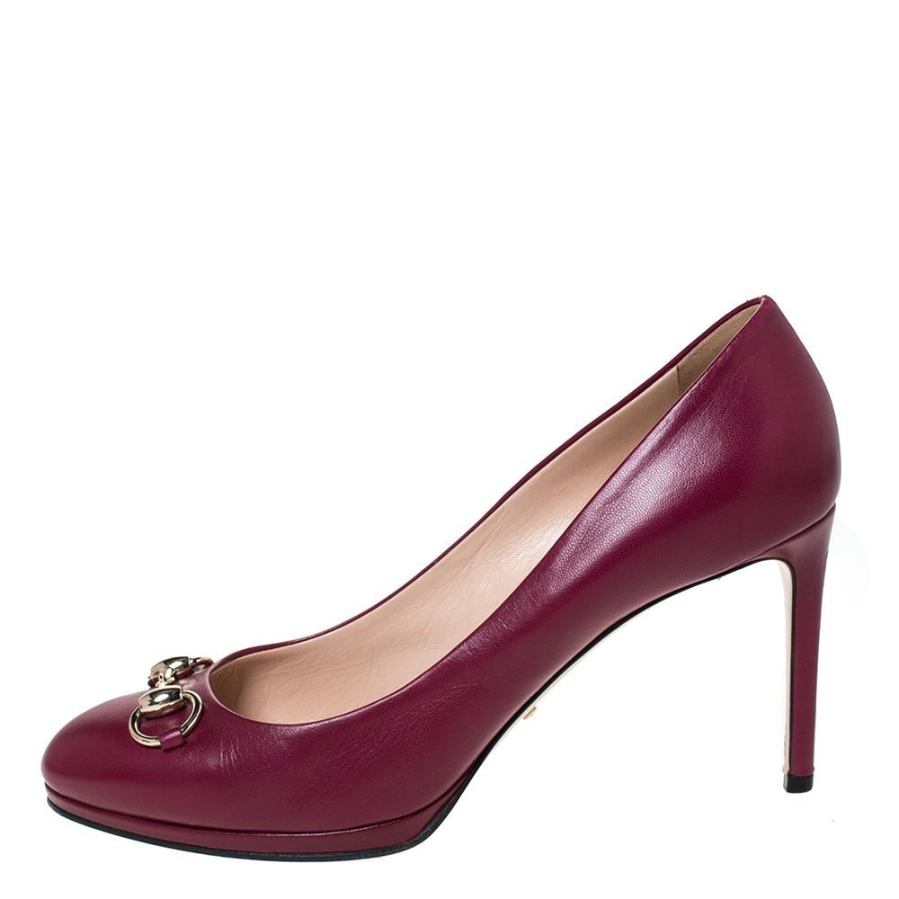 

Gucci Pink Leather Horsebit Round Toe Pumps Size