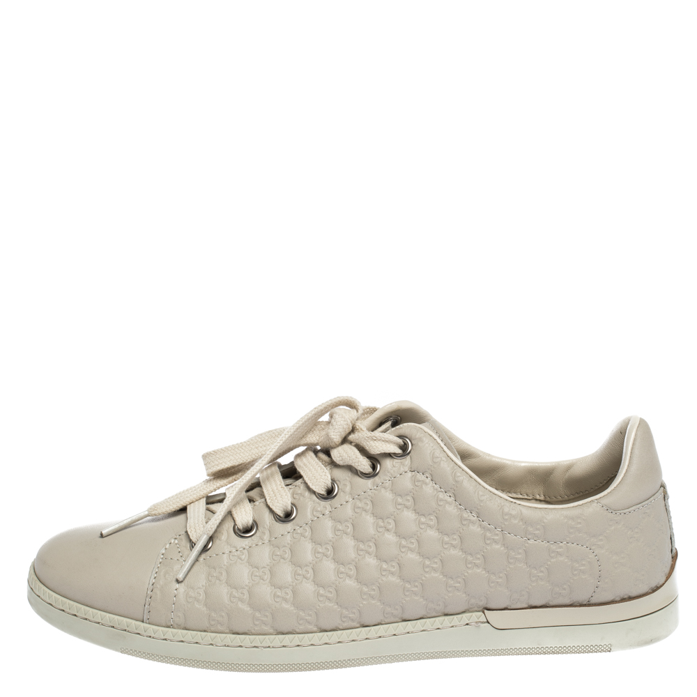 

Gucci Beige Micro Guccissima Leather Low Top Sneakers Size