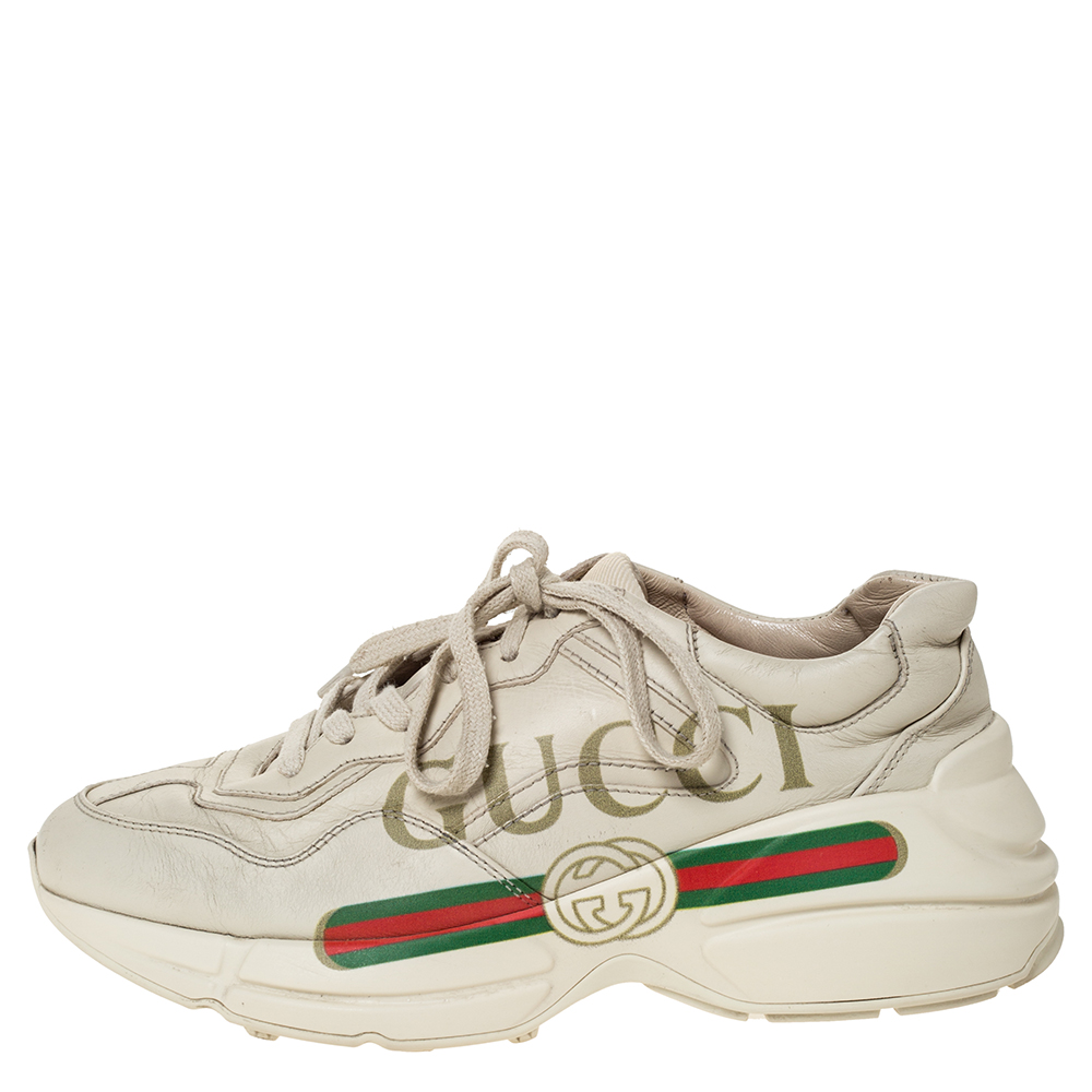 

Gucci Ivory Leather Rhyton Vintage Logo Platform Sneakers Size, Cream