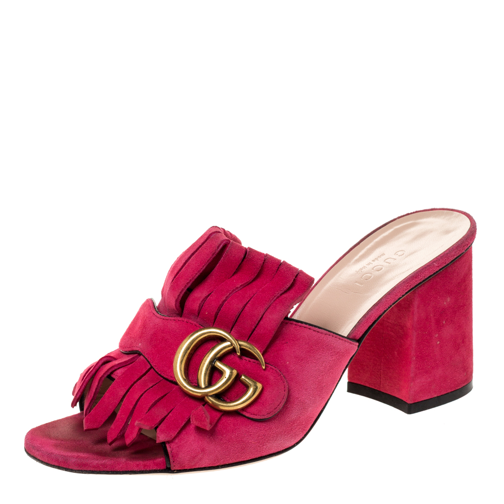 Gucci Pink Suede Leather GG Marmont 
