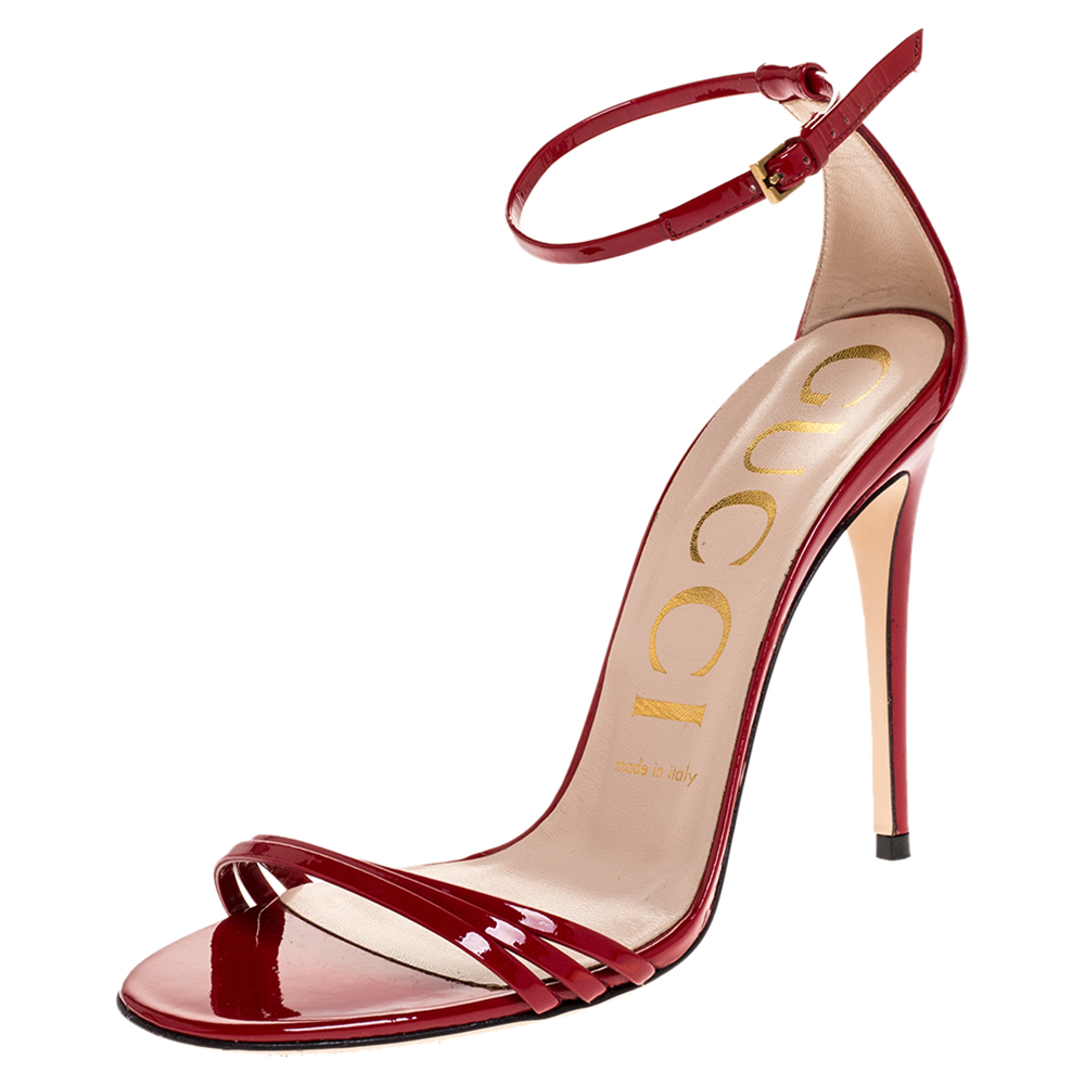 Gucci Red Patent Leather Strappy Ankle 