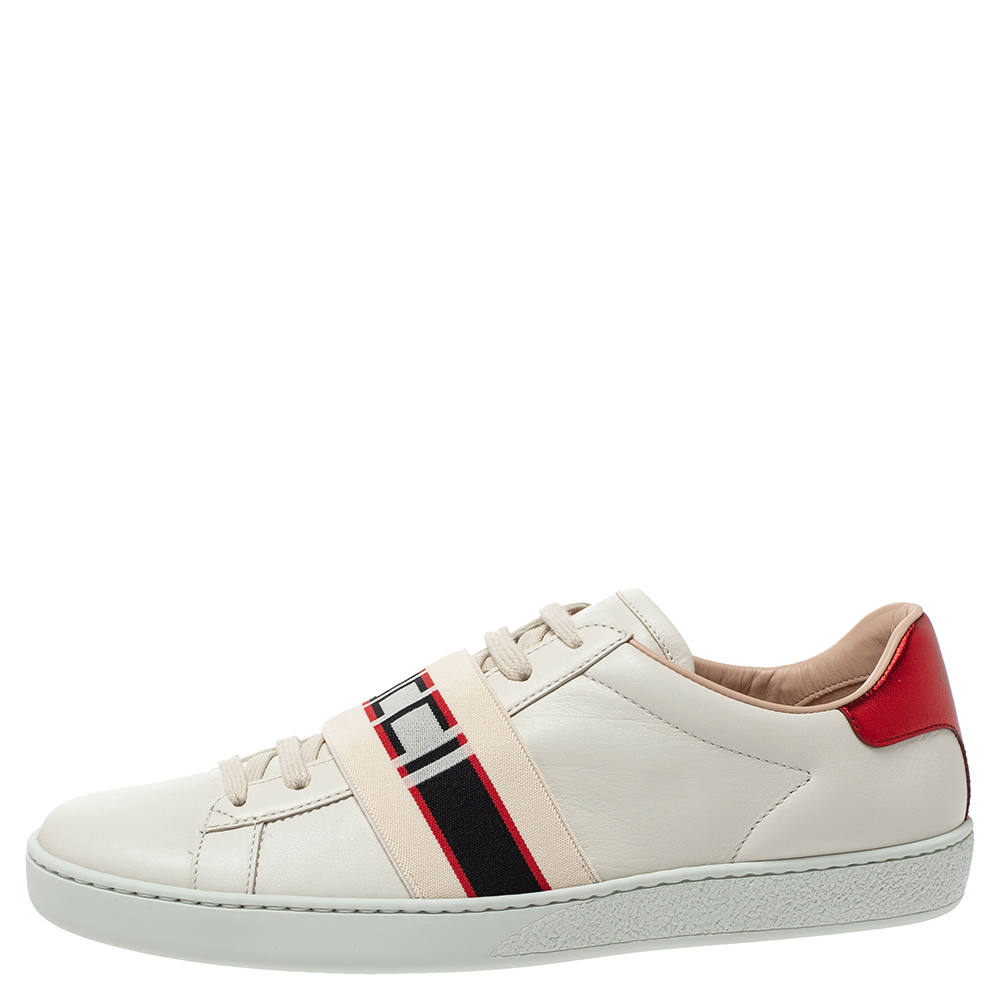 

Gucci White Leather Ace Low Top Sneakers Size
