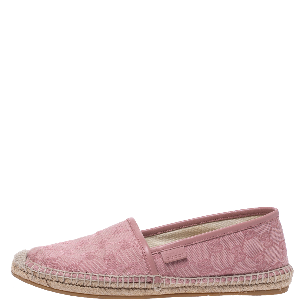 

Gucci Pink GG Canvas Slip On Espadrille Flats Size