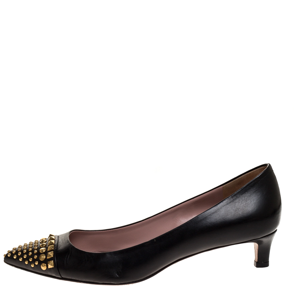 

Gucci Black Leather Coline Studded Pointed Pumps Size