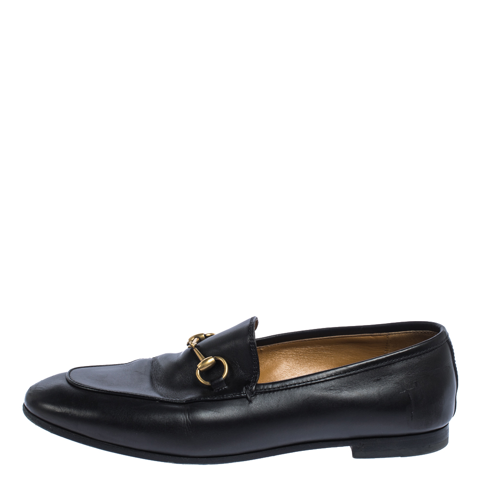 

Gucci Black Leather Betis Glamour Loafers Size