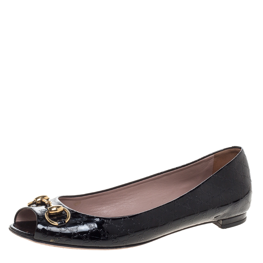 gucci peep toe flats