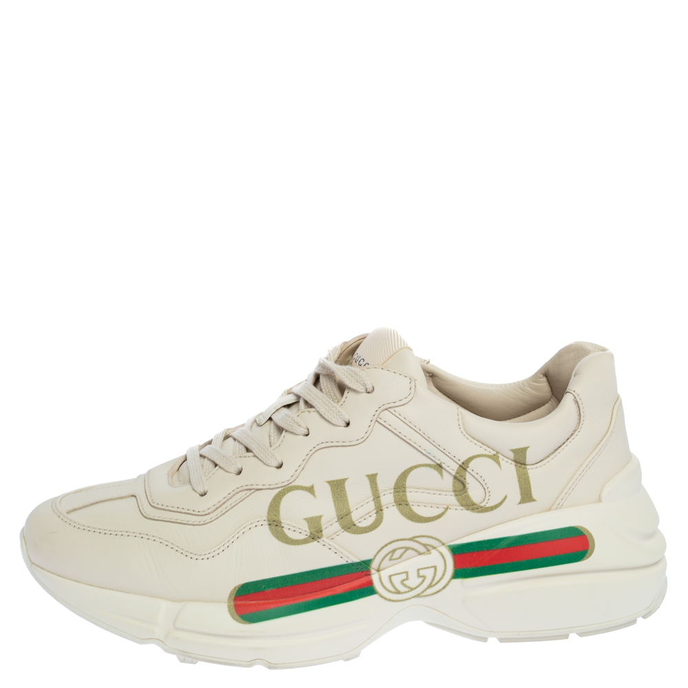 

Gucci Ivory Leather Rhyton Vintage Logo Platform Sneakers Size, Cream