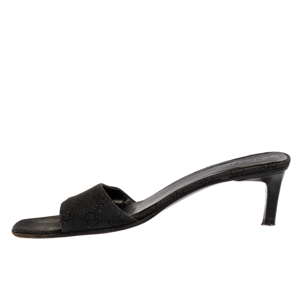 

Gucci Dark Blue Monogram Canvas Slide Sandals Size