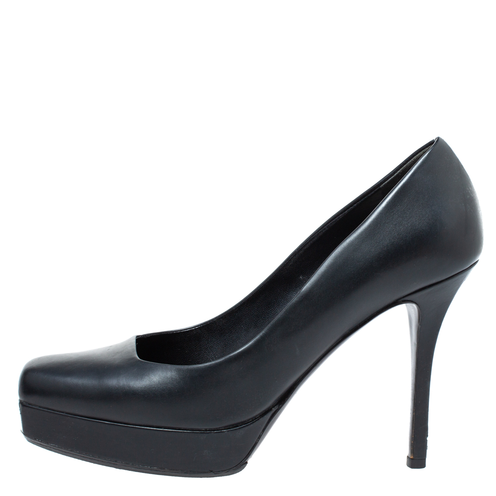 

Gucci Black Leather Tile Square Toe Platform Pumps Size