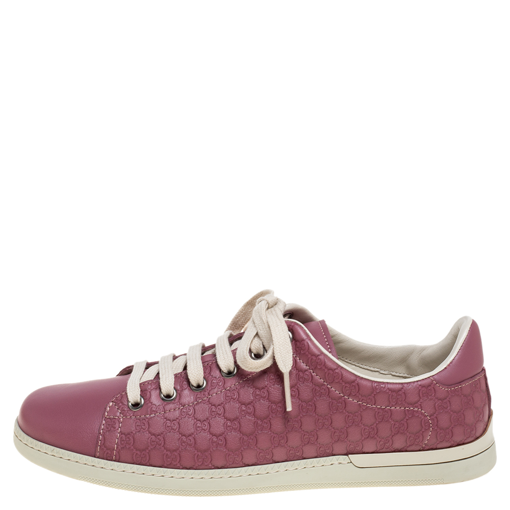 

Gucci Pink Micro Guccissima Leather Low Top Sneakers Size