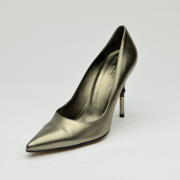 Pre Owned Gucci Malibu Bamboo Pumps Size 37.5