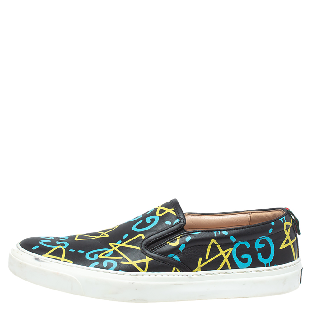 

Gucci Multicolor Leather Gucci Dublin Ghost Slip On Sneakers Size, Black