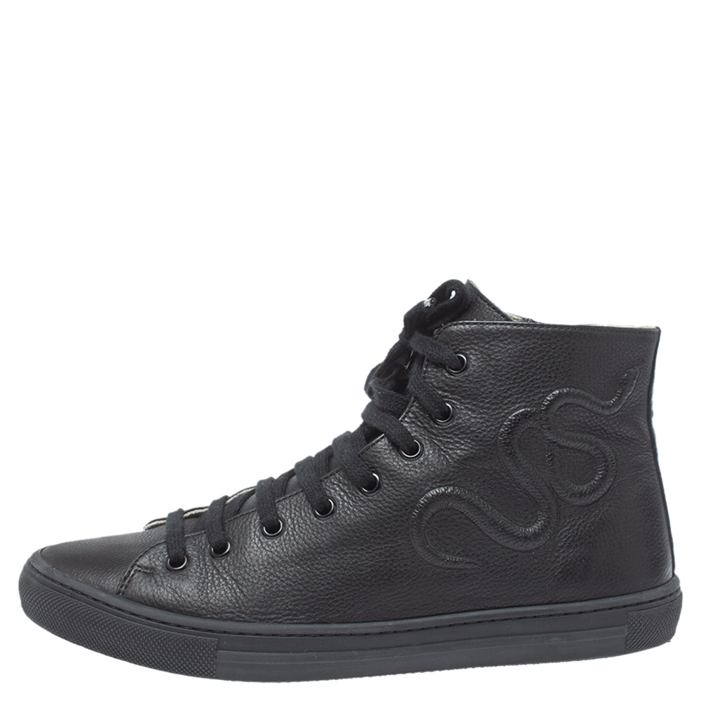 

Gucci Black Leather High Top Sneakers Size