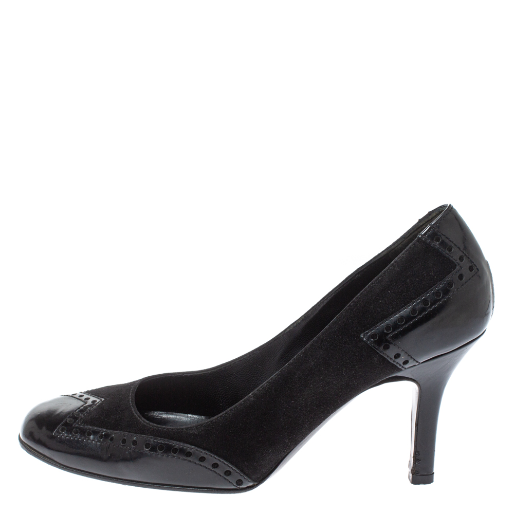 

Gucci Black Brogue Leather Square Toe Pumps Size