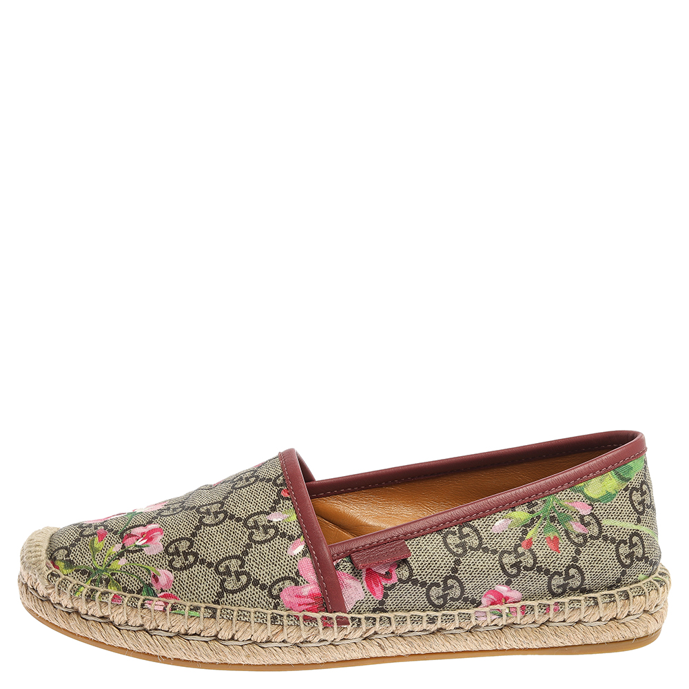 

Gucci Multicolor GG Floral Canvas Slip On Espadrille Flats Size
