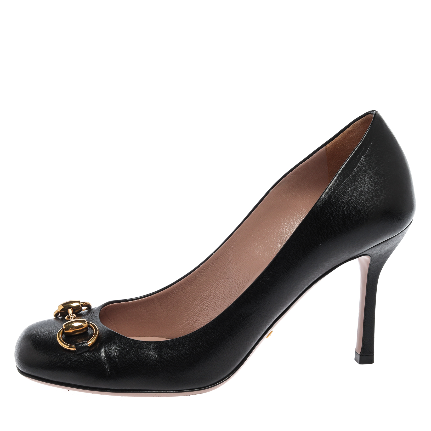 

Gucci Black Leather Horsebit Square Toe Pumps Size