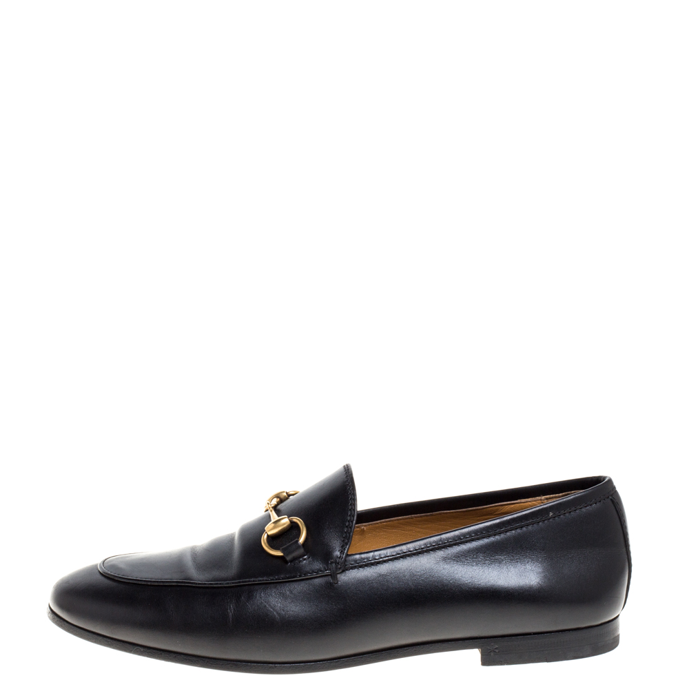 

Gucci Black Leather Horsebit Betis Glamour Loafers Size