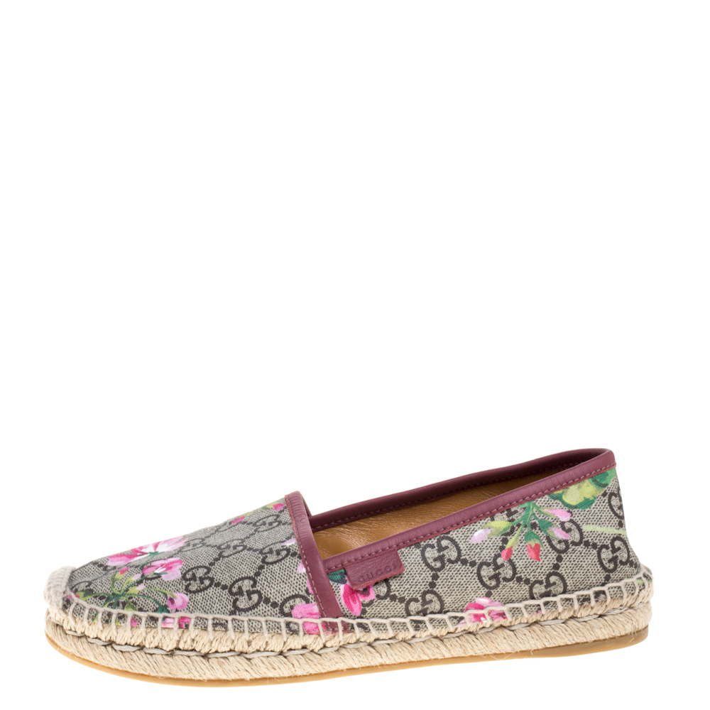 

Gucci Multicolor GG Floral Canvas Slip On Espadrille Flats Size