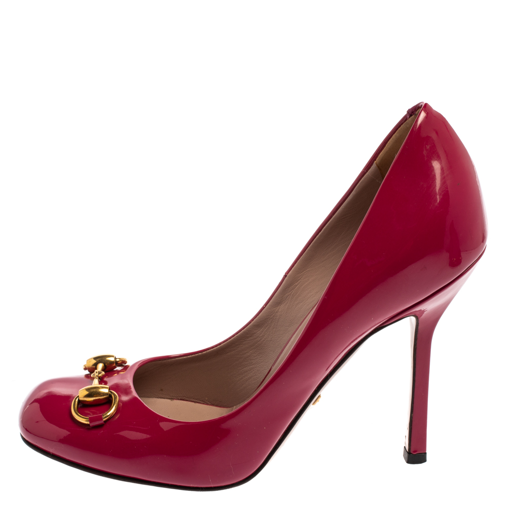 

Gucci Pink Patent Leather Horsebit Pumps Size