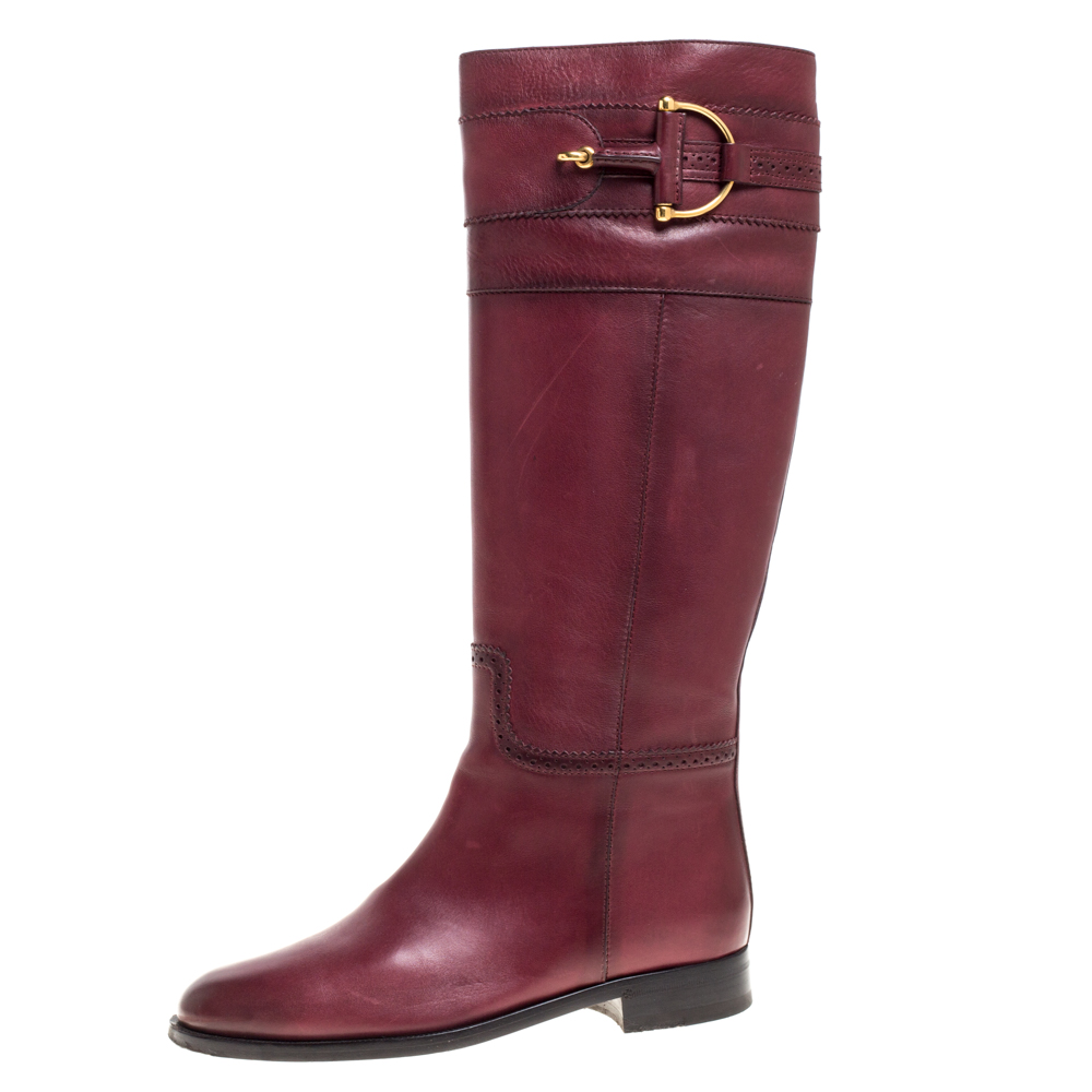 

Gucci Red Leather Knee High Boots Size