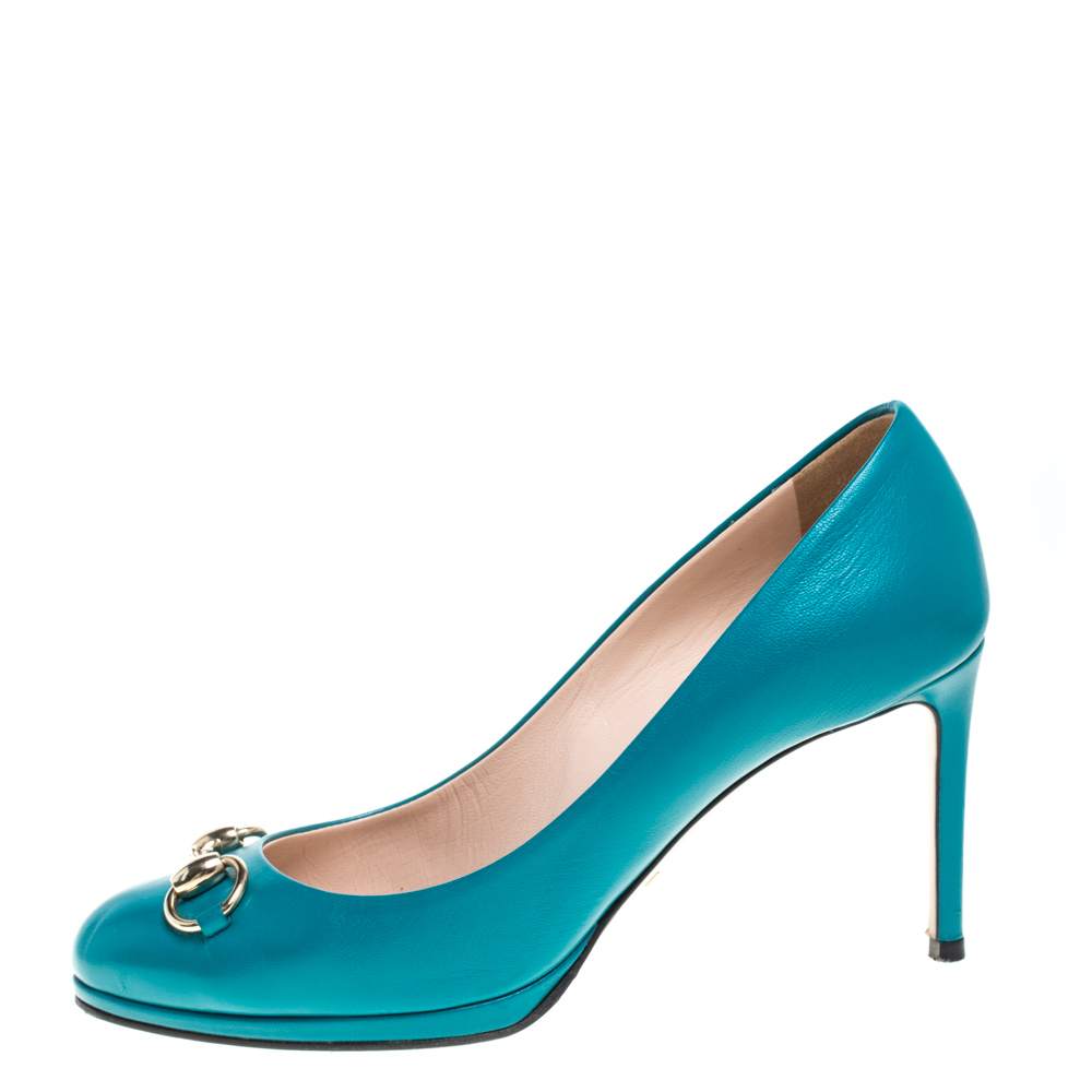 

Gucci Green Leather Horsebit Round Toe Pumps Size