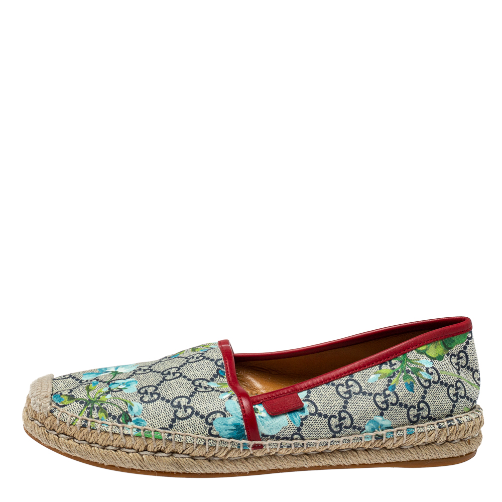 

Gucci Multicolor GG Supreme Blooms Printed Canvas Espadrilles Size