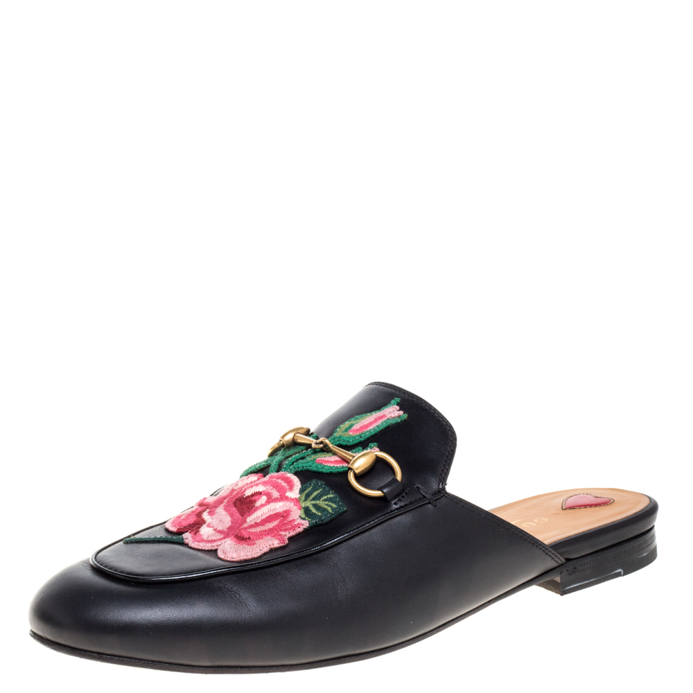 gucci rose embroidered shoes