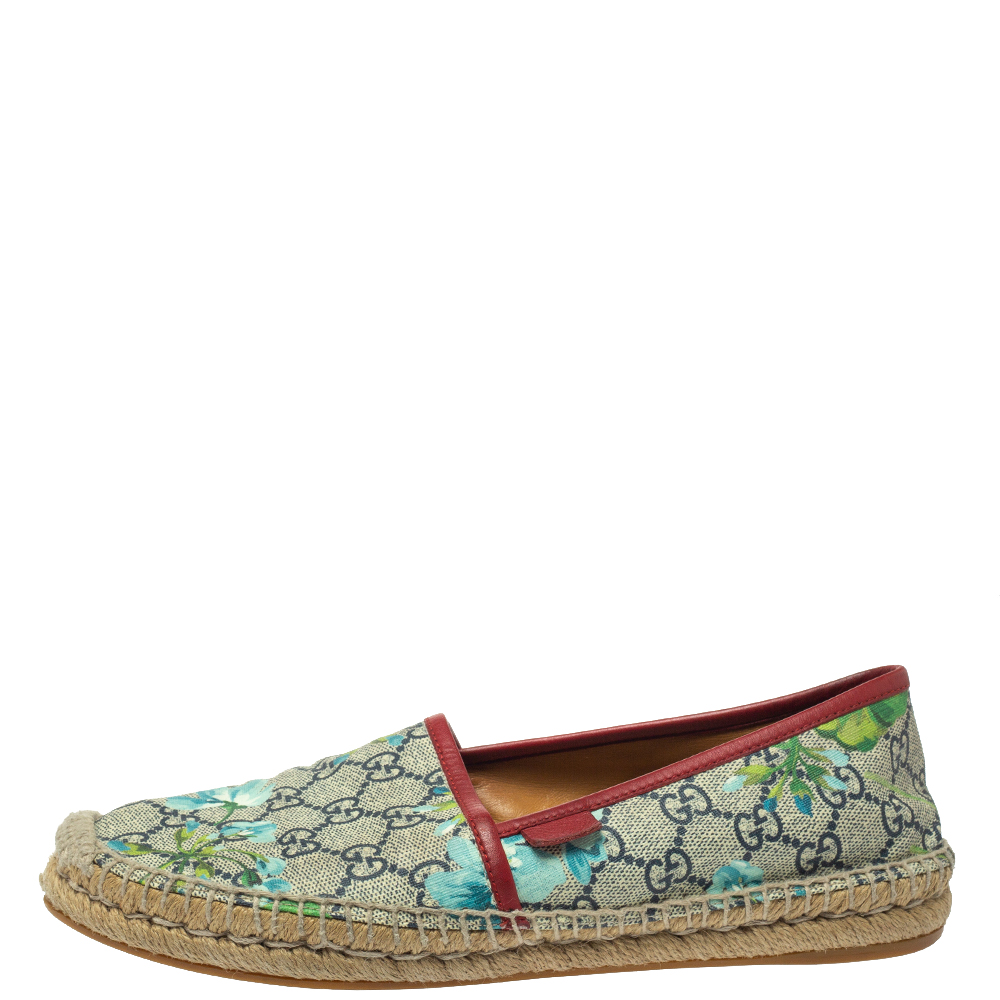 

Gucci Multicolor GG Supreme Canvas Blossom Espadrilles Size