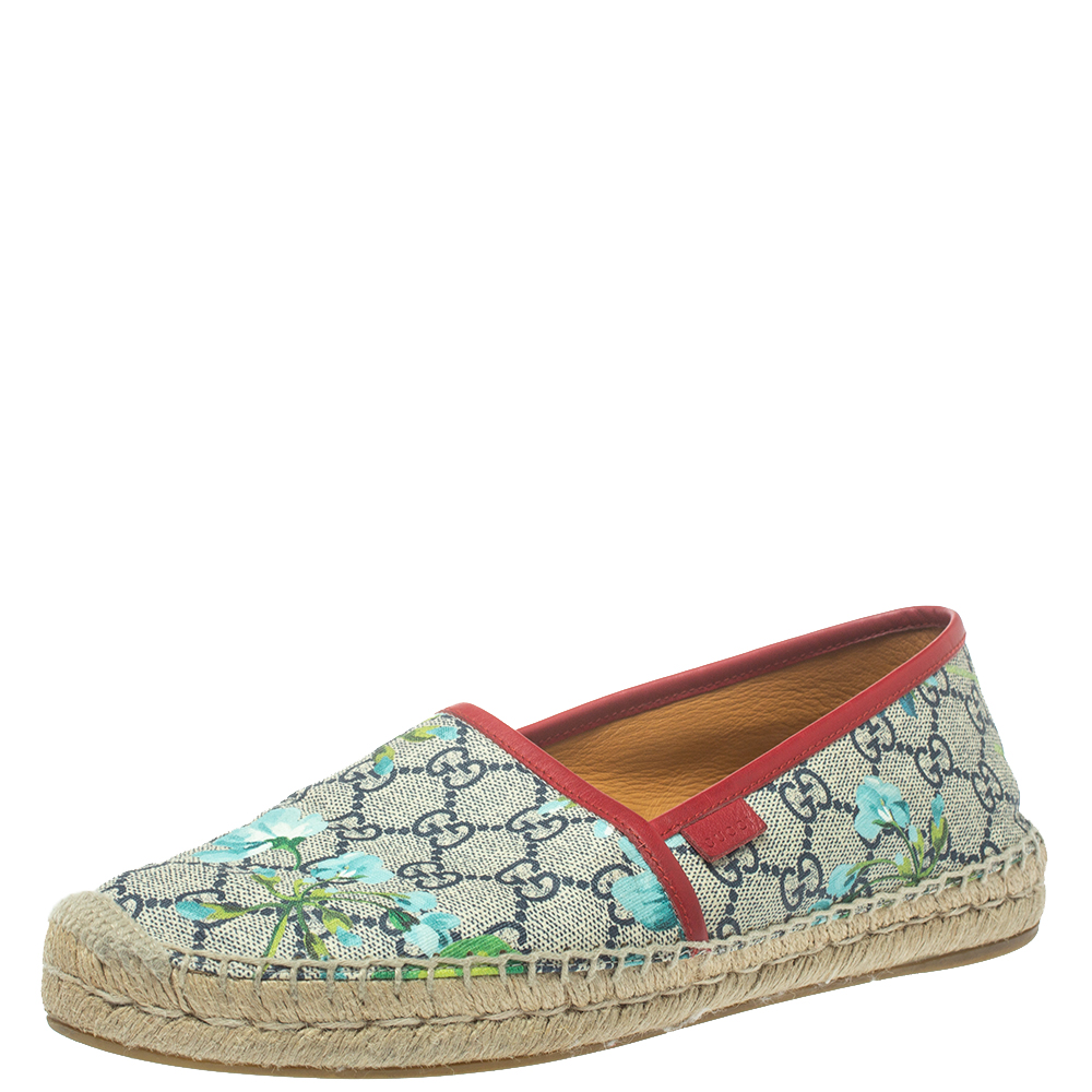 

Gucci Multicolor GG Supreme Blooms Printed Canvas Flat Espadrilles Size