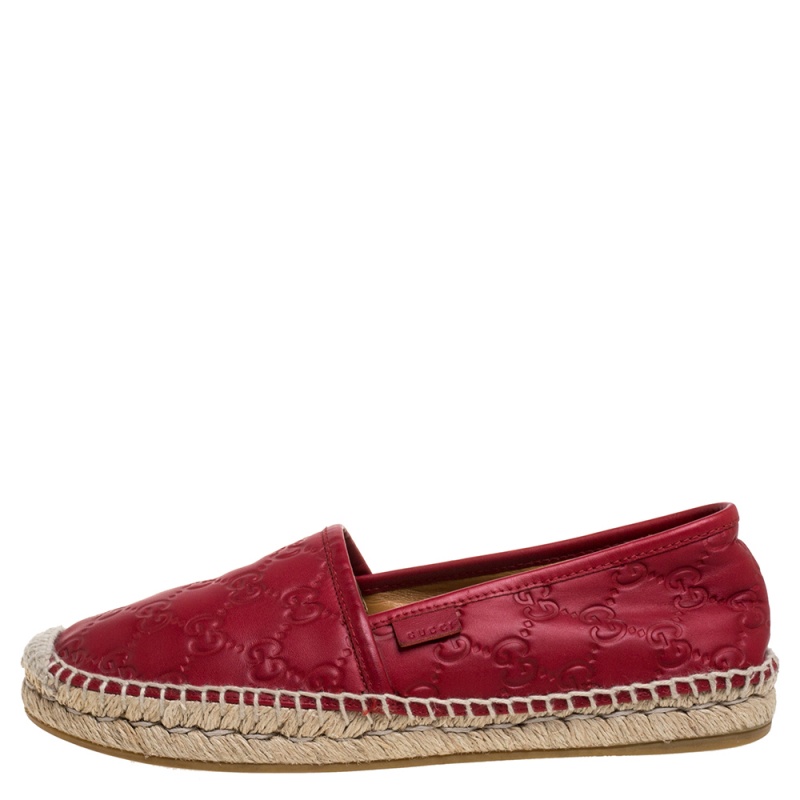 

Gucci Red Guccissima Leather Flat Slip On Espadrilles Size