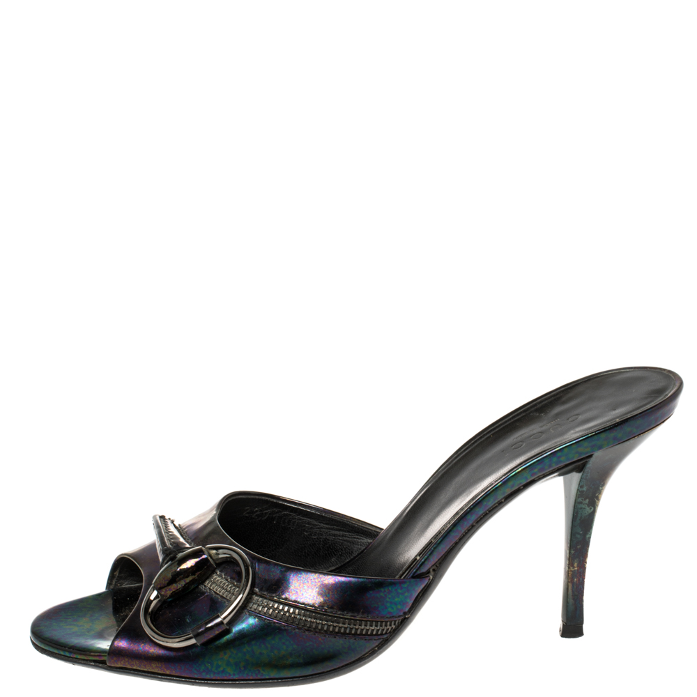 

Gucci Iridescent Patent Leather Horsebit Slides Size, Multicolor