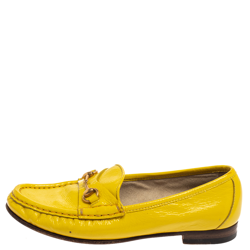 

Gucci Yellow Patent Leather 1953 Horsebit Loafers Size