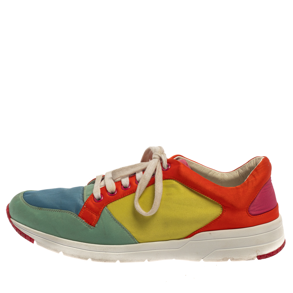

Gucci Multicolor Satin Lace Up Sneakers Size