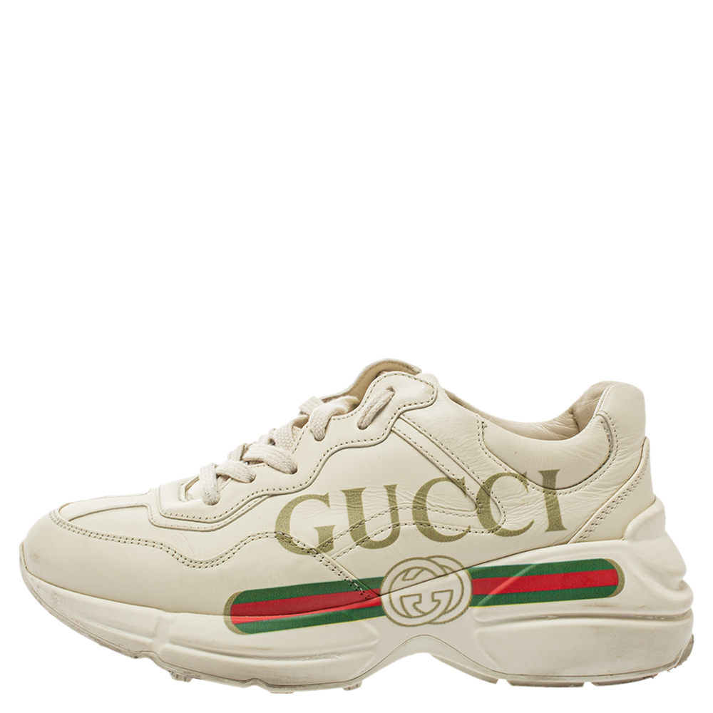 

Gucci Cream Leather Trainer Sneakers Size