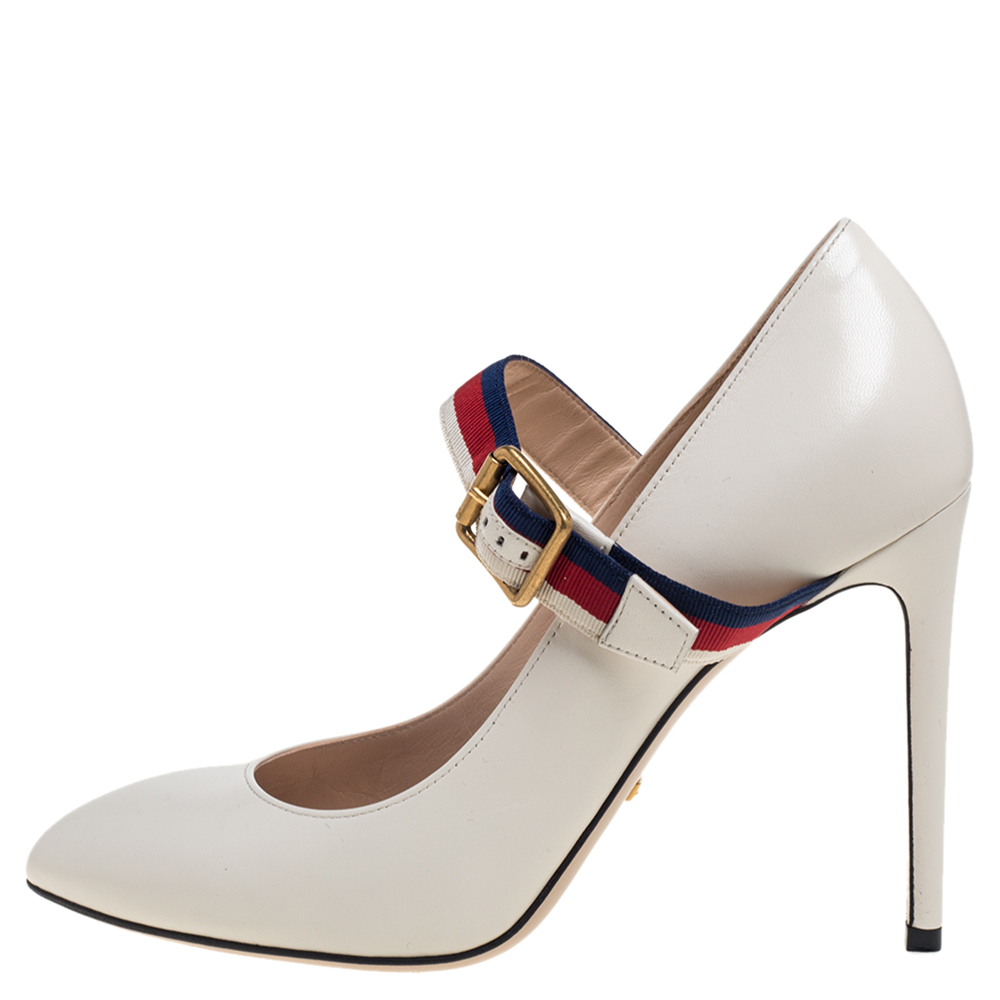 

Gucci White Leather Sylvie Pumps Size