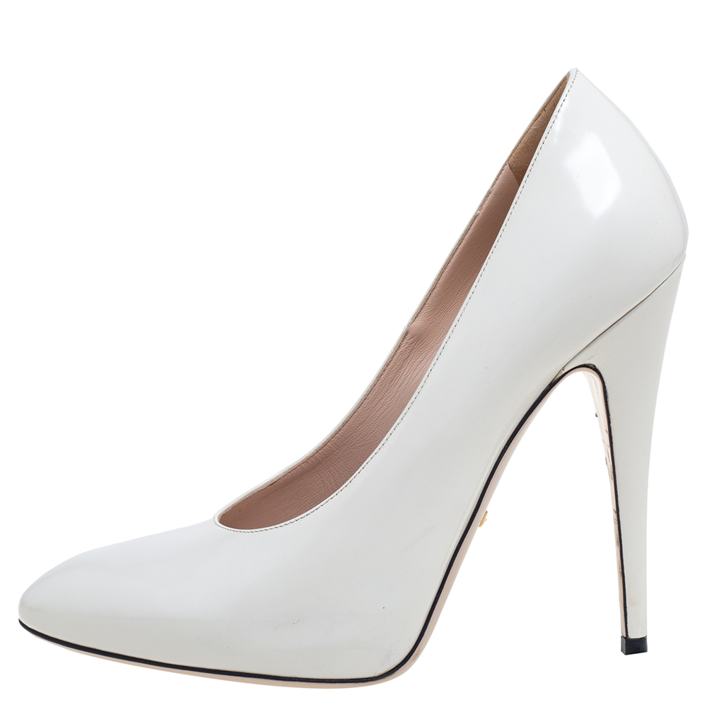 

Gucci White Leather Elaisa Pumps Size