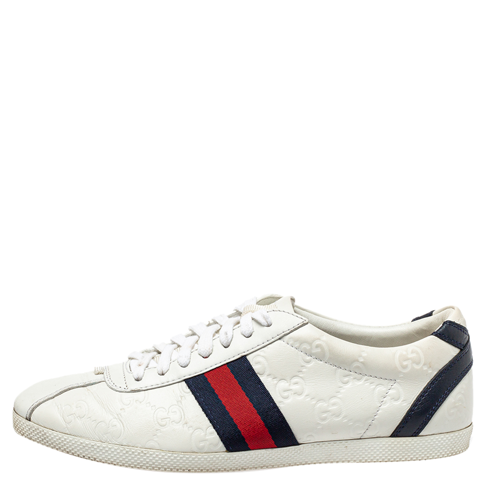 

Gucci White Guccissima Leather Lace Up Sneakers Size