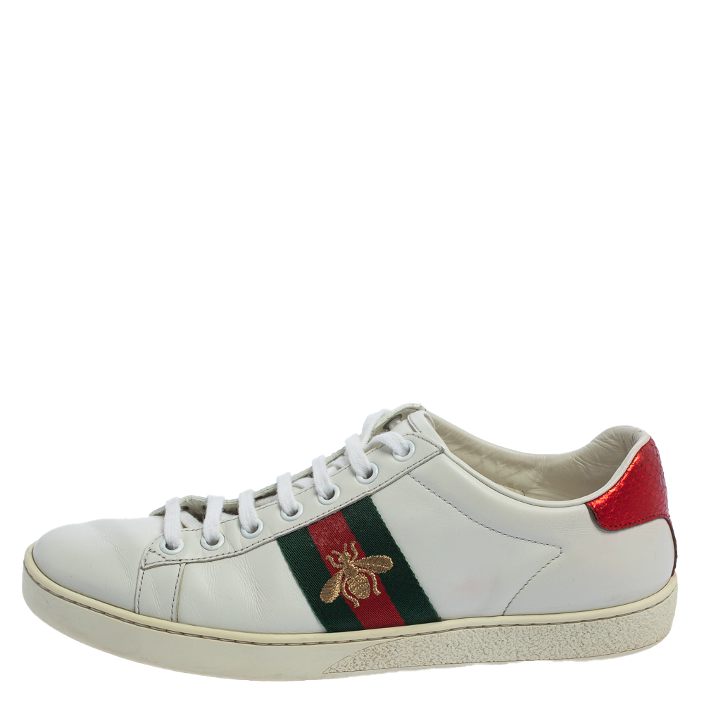 

Gucci White Leather Ace Low-Top Sneakers Size