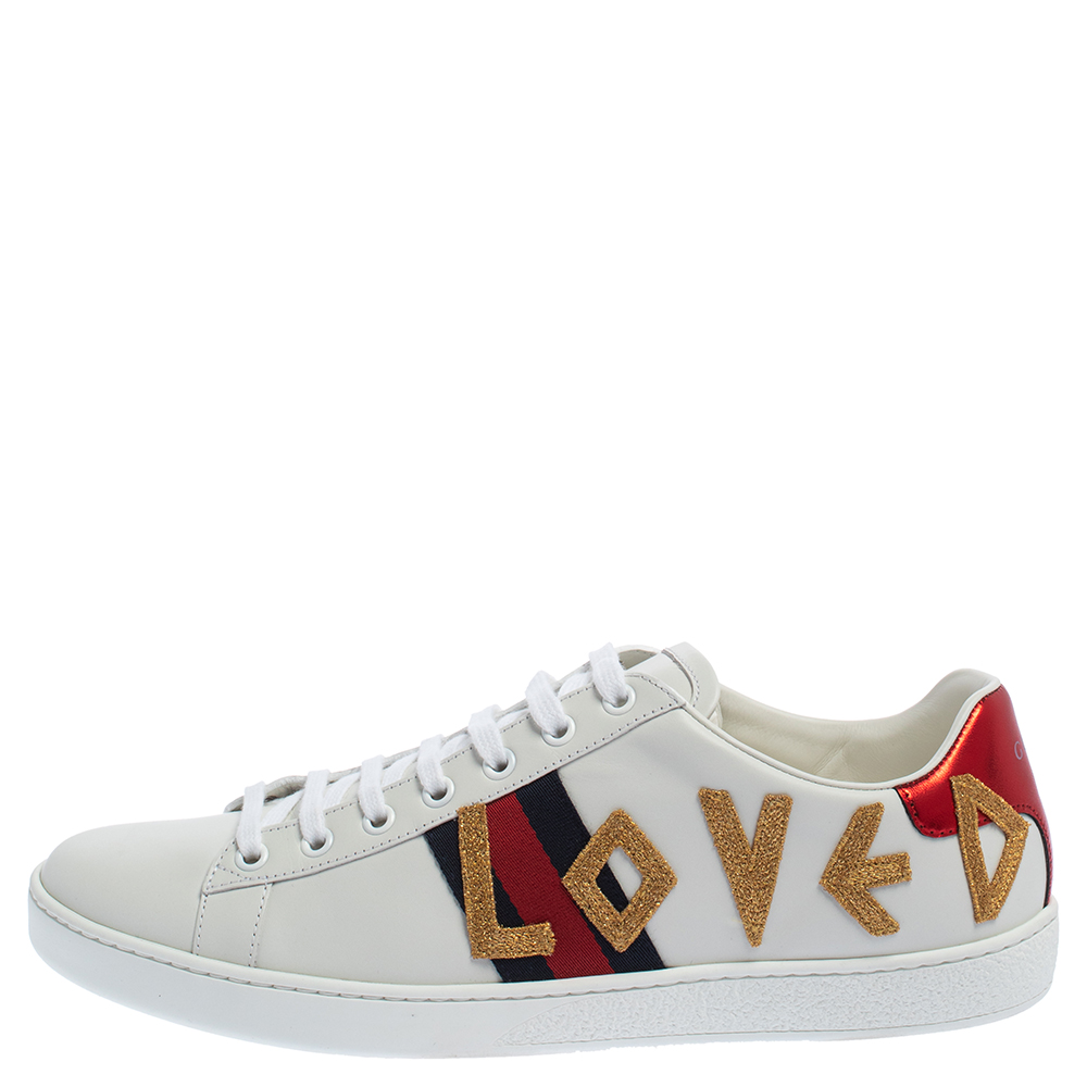 

Gucci White Leather Loved New Ace Low Top Sneakers Size