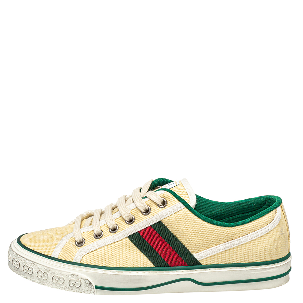 

Gucci Cream Canvas Vulcan Sneakers Size