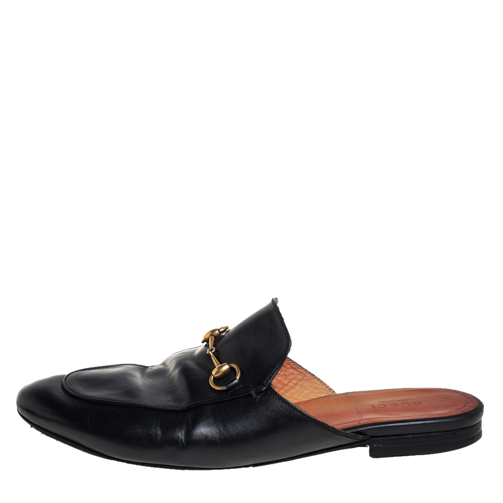 

Gucci Black Leather Princetown Sandals Size