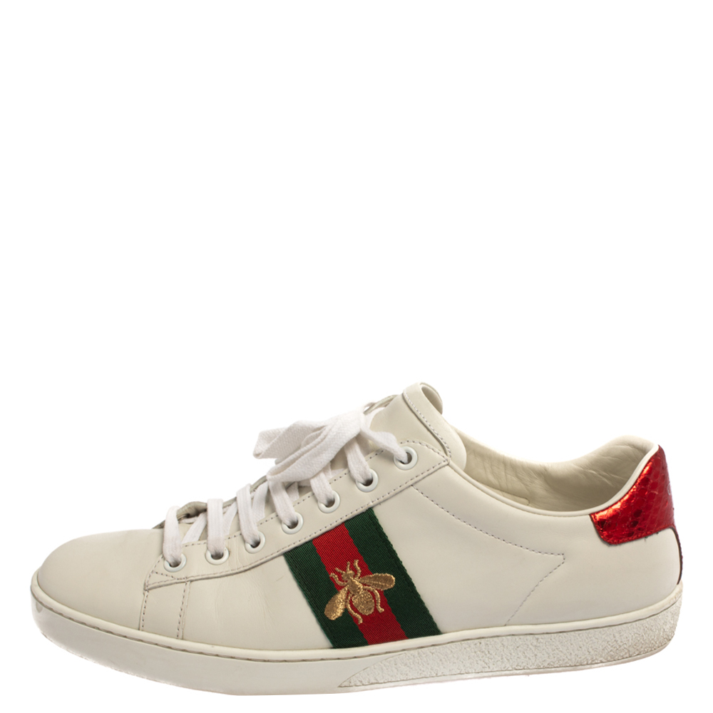 

Gucci White Canvas And Leather Ace Sneakers Size