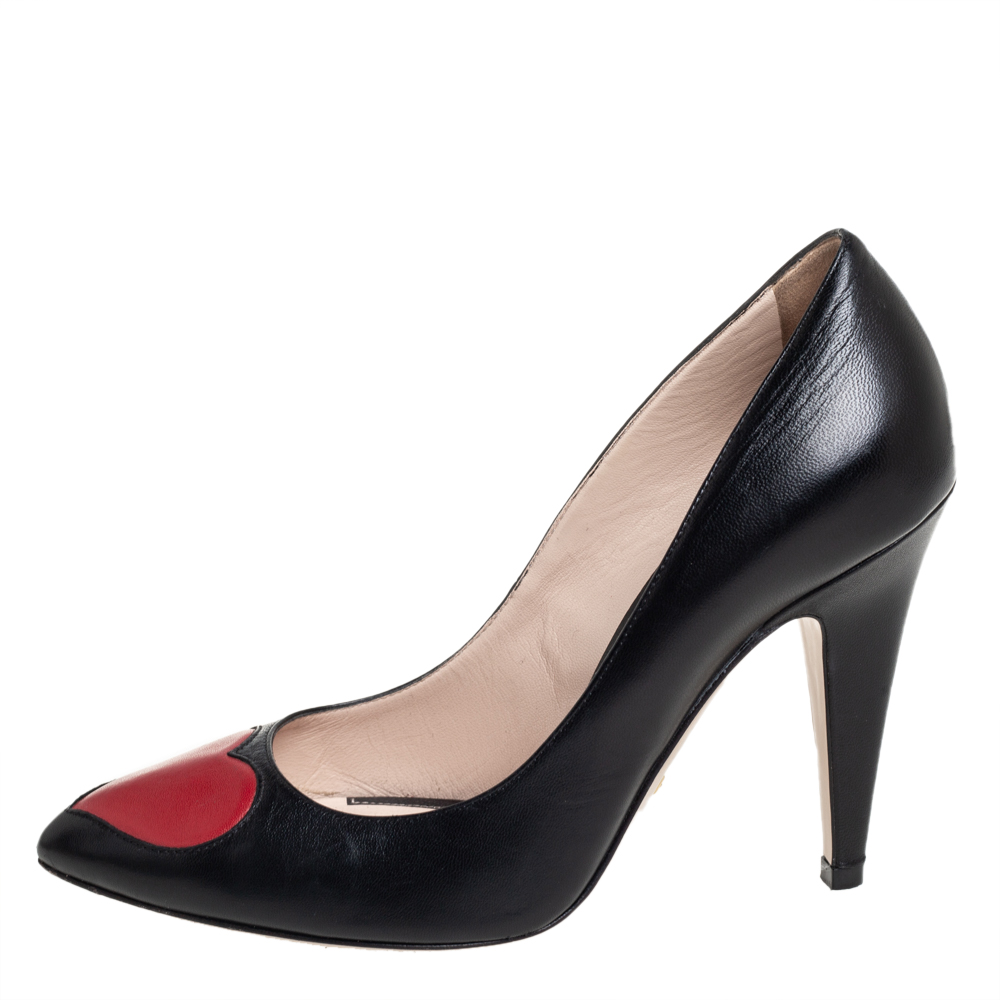 

Gucci Black/Red Leather Molina Heart Pumps Size