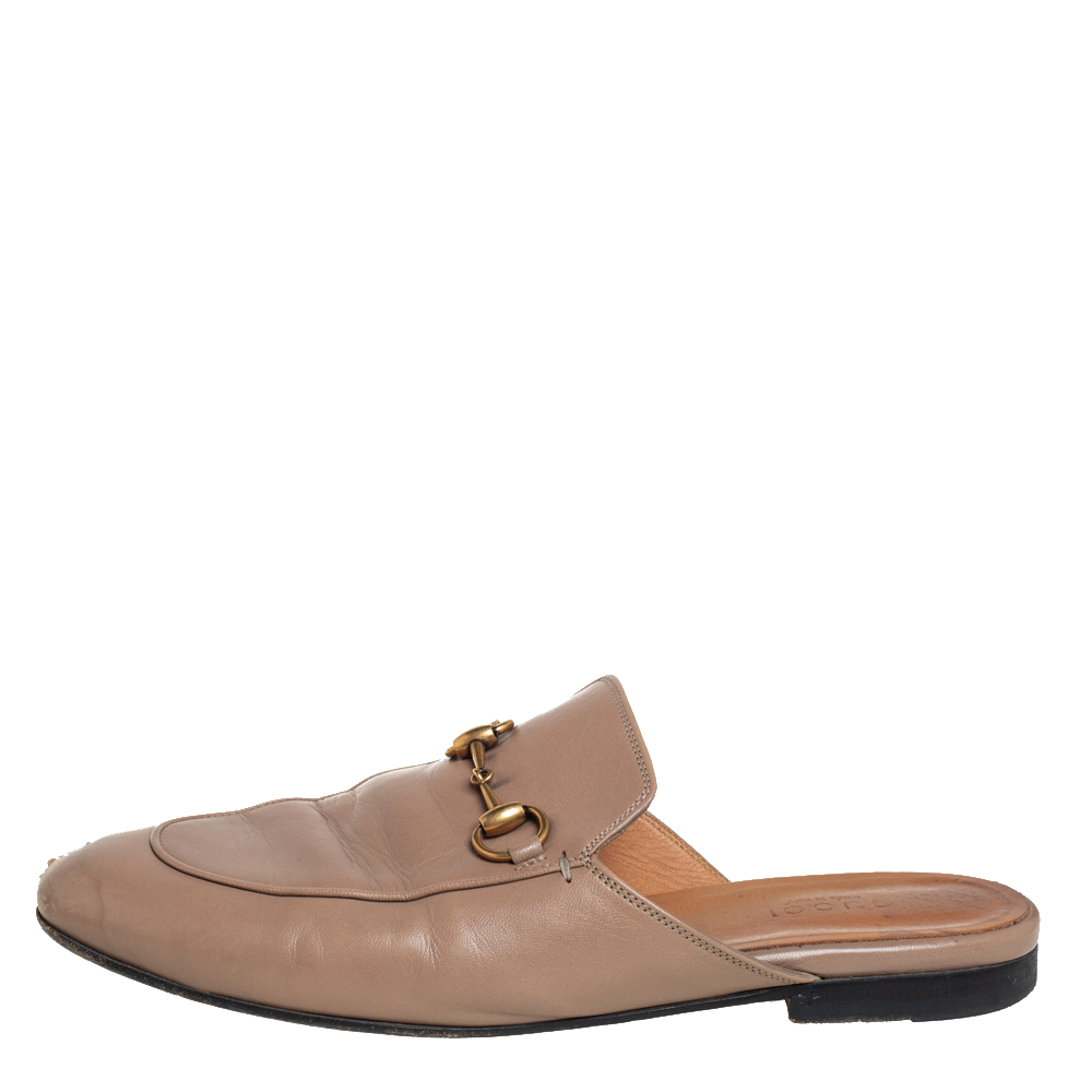 

Gucci Beige Leather Princetown Horsebit Mules Size