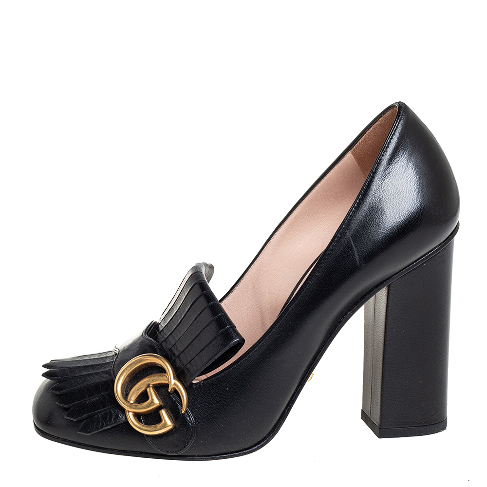 

Gucci Black Leather GG Marmont Pumps Size