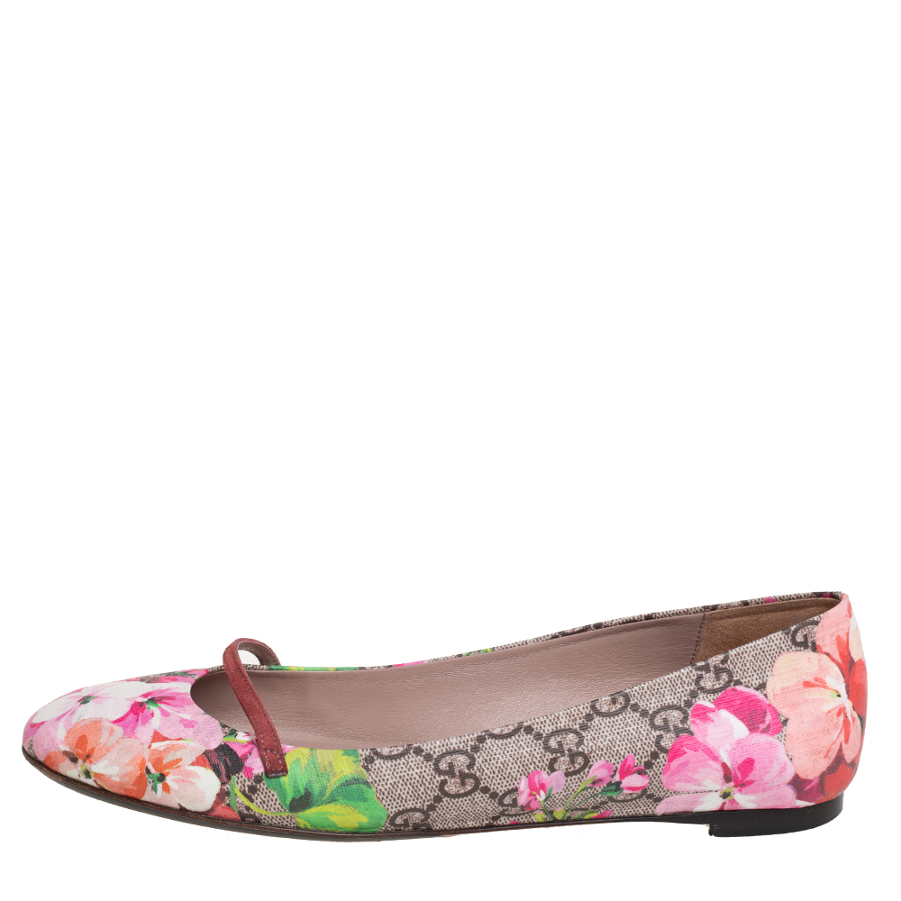 

Gucci Multicolor GG Supreme Blooms Ballet Flats Size