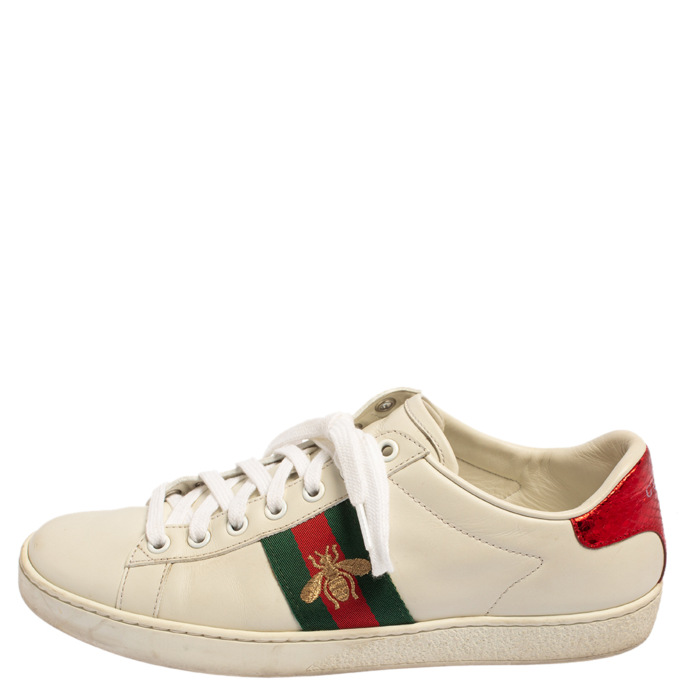 

Gucci White Leather Ace Low Top Sneakers Size